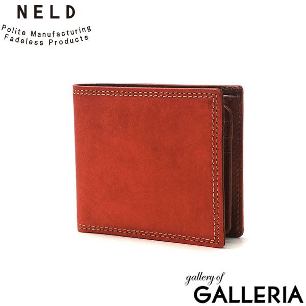 ネルド 財布 二つ折り財布 メンズ レディース 本革 NELD ブランド コンパクト カード 革 レザー 小さめ 軽量 軽い PUEBRO BOX短財布 AN142 レッド(30)