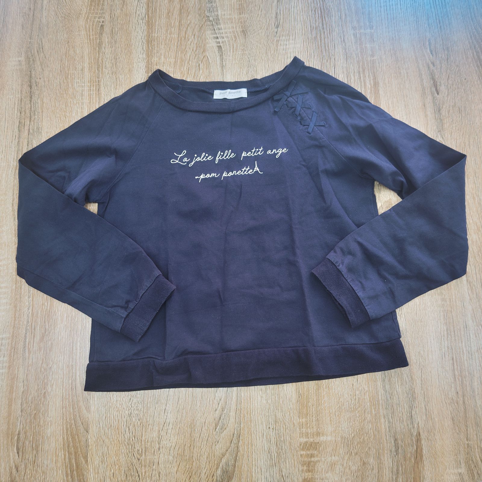 pom ponette junior。ポンポネットジュニア。キッズ長袖Tシャツ。ネイビー。Lサイズ。 エコクリ メルカリ ポンポネット 長袖カットソー