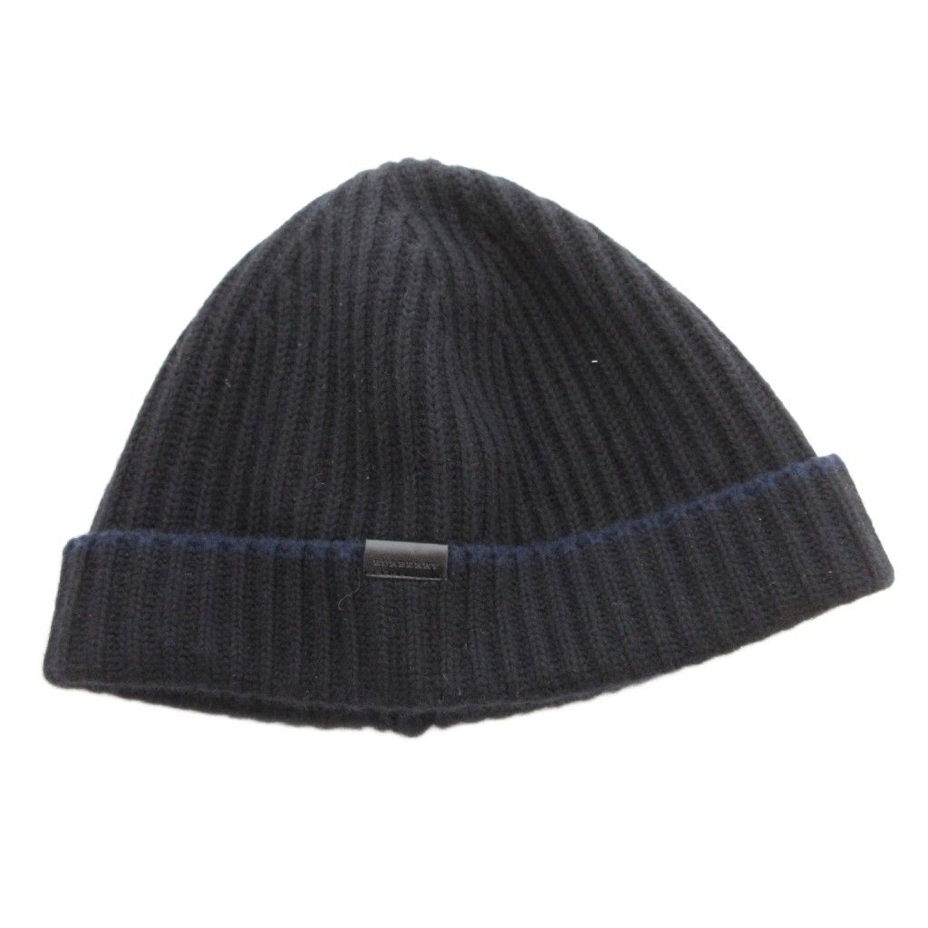 バーバリー ロンドン BURBERRY LONDON ニット帽 帽子 ビーニー カシミヤ 55-61 紺 ネイビー IBO82 FF