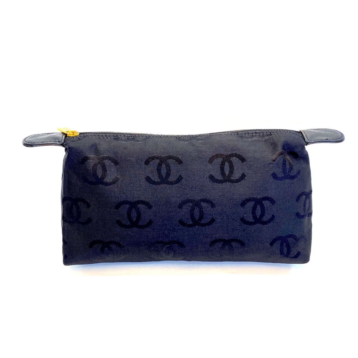 CHANEL シャネル ワイルドステッチ インナーポーチ クラッチ ココマーク総柄 ナイロン ブラック ゴールド金具 管理番号 9512