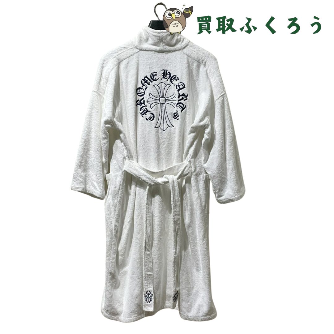 クロムハーツ Chrome Hearts ホースシュー バスローブ ホワイト×ネイビー メンズ ルームウェア サイズフリー