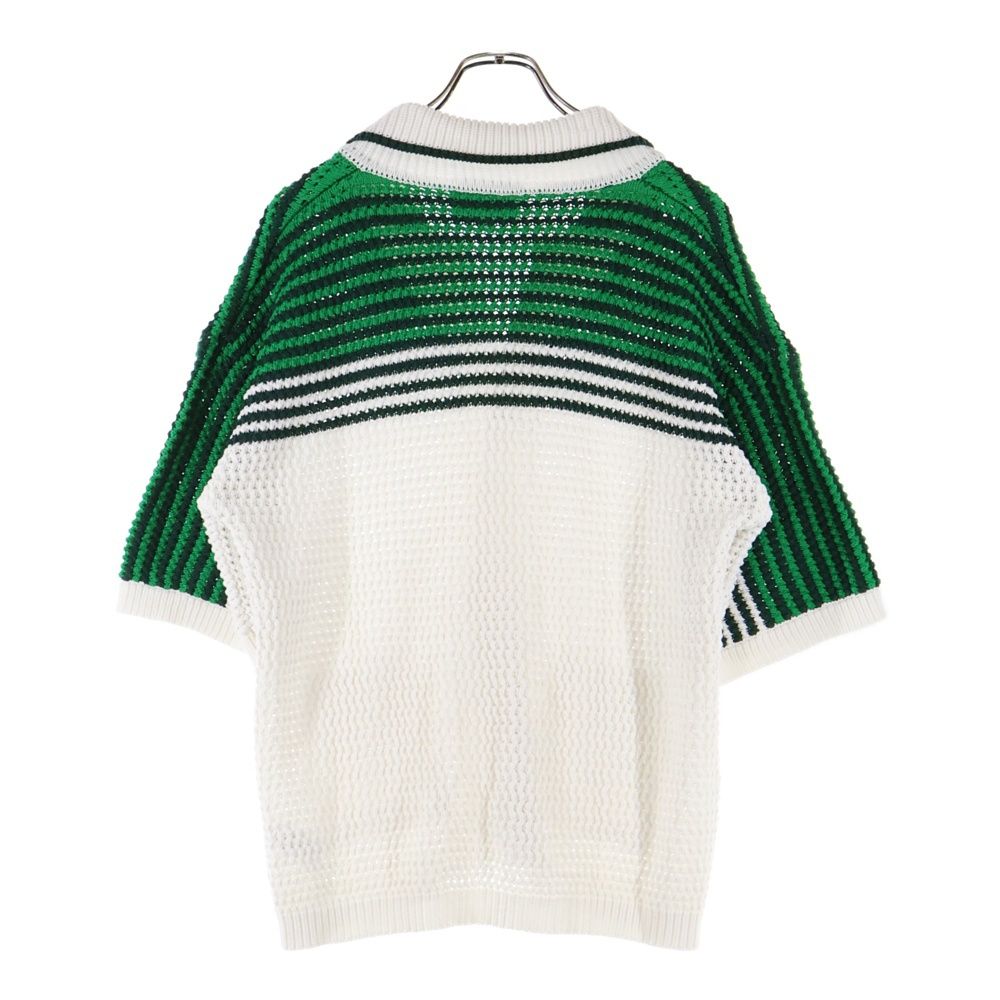 【人気Lサイズ】カサブランカ☆ワンポイント刺繍ロゴ入り総柄半袖ニットポロシャツ 人気Lサイズ】カサブランカ☆ワンポイント刺繍ロゴ入り総柄半袖