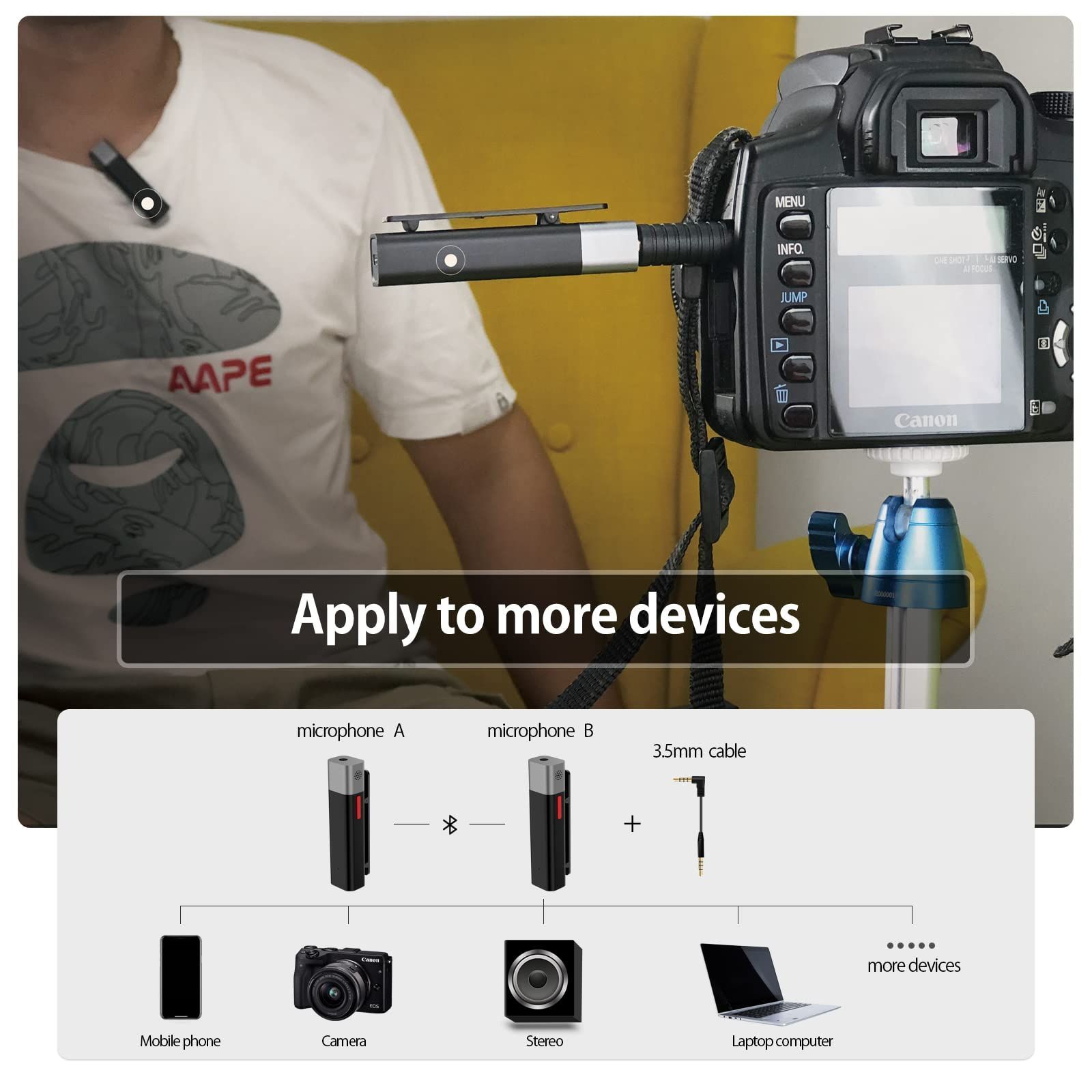 SabineTek SmartMike+ 充電式ワイヤレスBluetoothマイク（黒2枚  