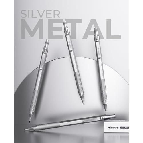 シャーペンセットメタル製*筆箱付、シャープペンシル製図鉛筆 0.5、0.7