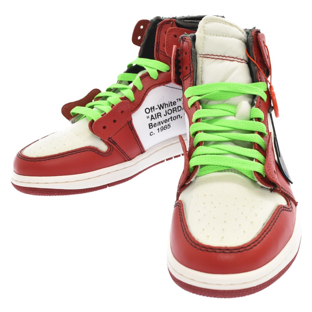 NIKE (ナイキ) ×OFF WHITE THE 10: AIR JORDAN 1 CHICAGO ×オフホワイト ザテン エアジョーダン1 シカゴ  ハイカットスニーカー シューズ レッド/ホワイト US7 AA3834-101 - メルカリ