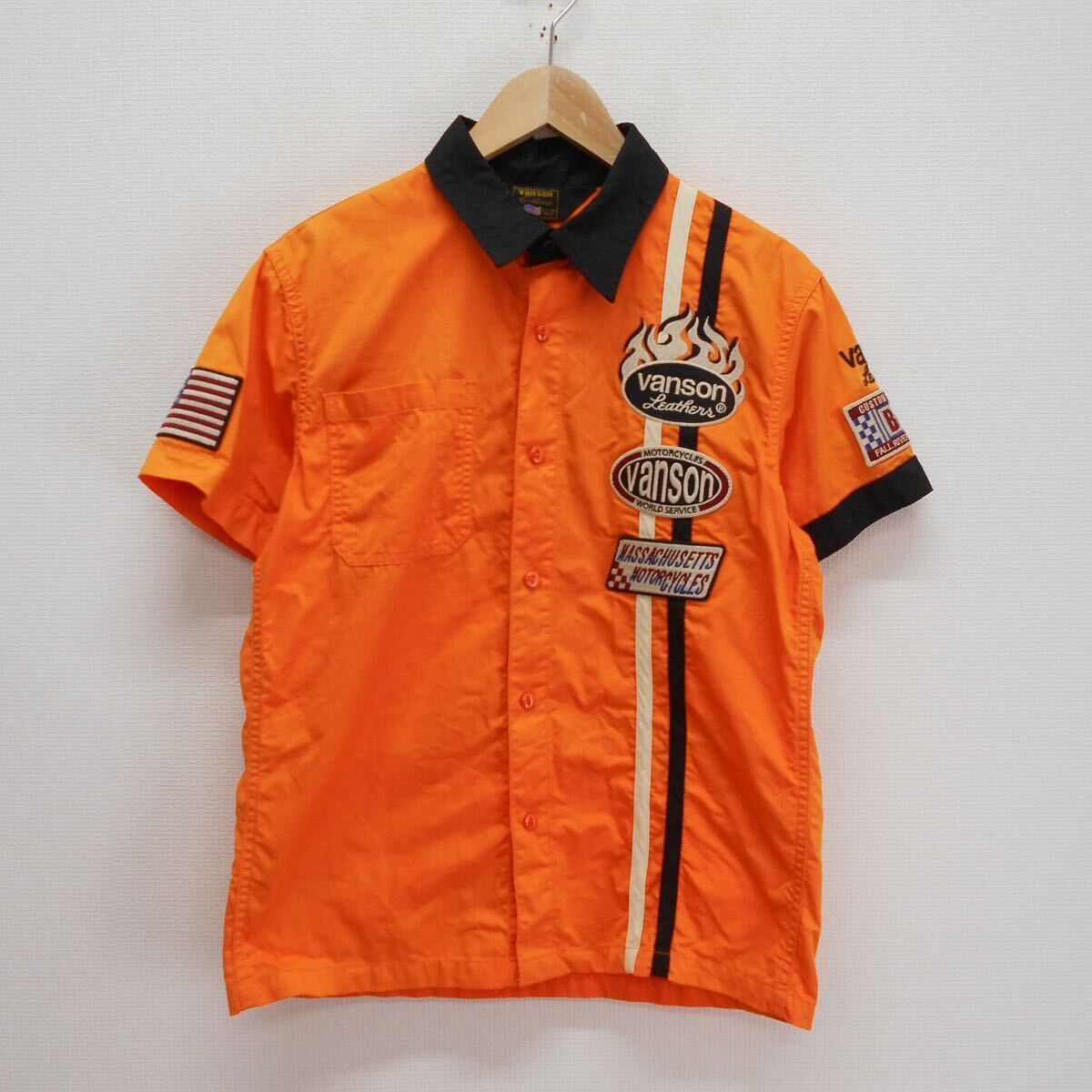 VANSON バンソン 半袖ワークシャツ ツイルレーシングシャツ