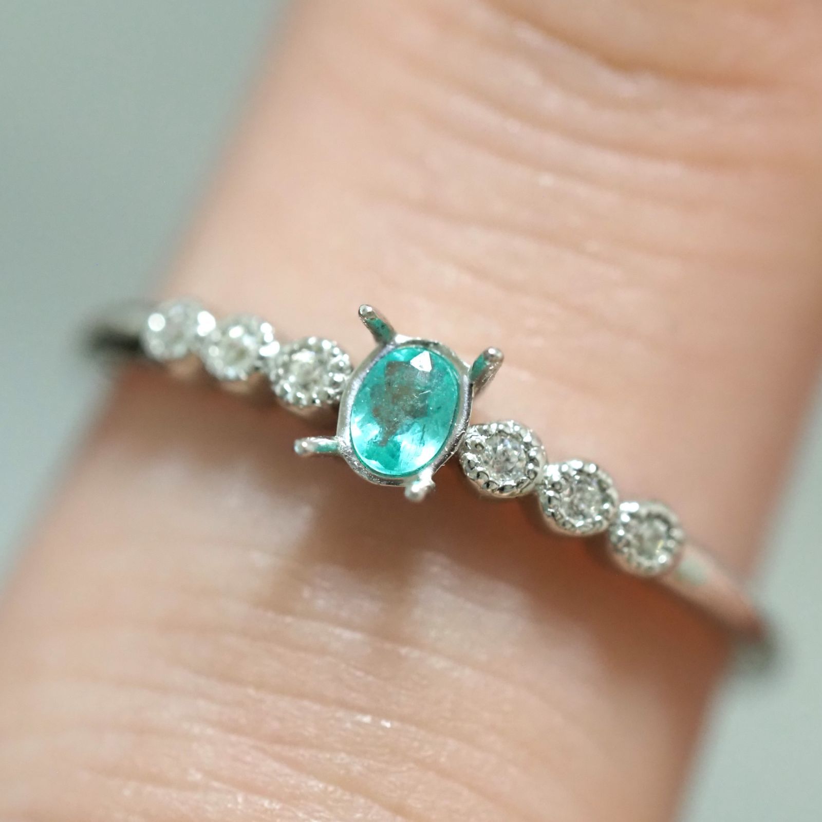 パライバトルマリン ブラジル産 0.059ct リング k10 f-6 枠