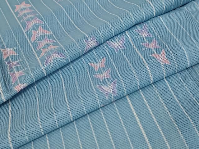 平和屋着物＊夏物 小紋 絽 舞蝶文 縞 洗える着物 AAAY0691st - メルカリ 