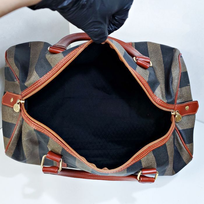 フェンディ Fendi ペカン ストライプ コーティングキャンバス