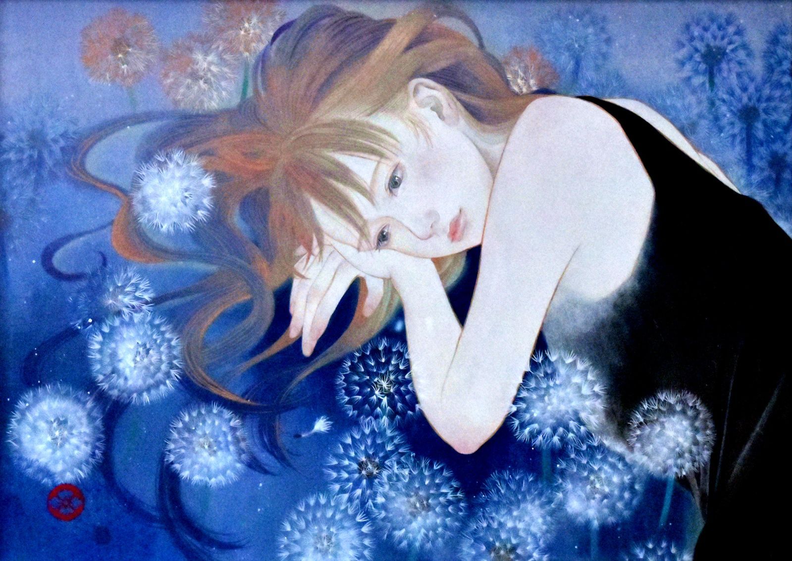 花菱 慧 懐郷 紙本 彩色 F4号 真作保証 美人画ボーダレス弐 Art collectors 掲載人気画家