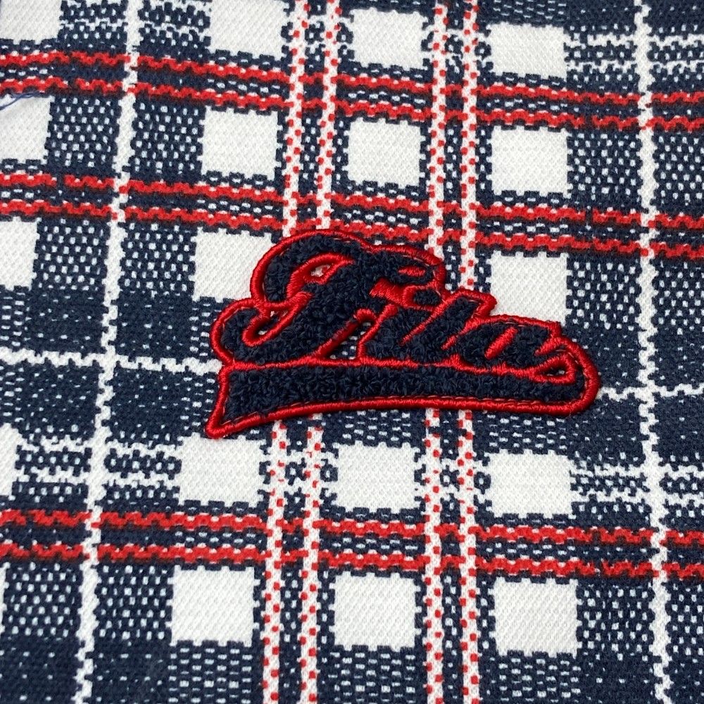 FILA ゴルフ ワンピース LL チェック 赤 紺 FILA GOLF フィラゴルフ シアサッカー 半袖ジップワンピース