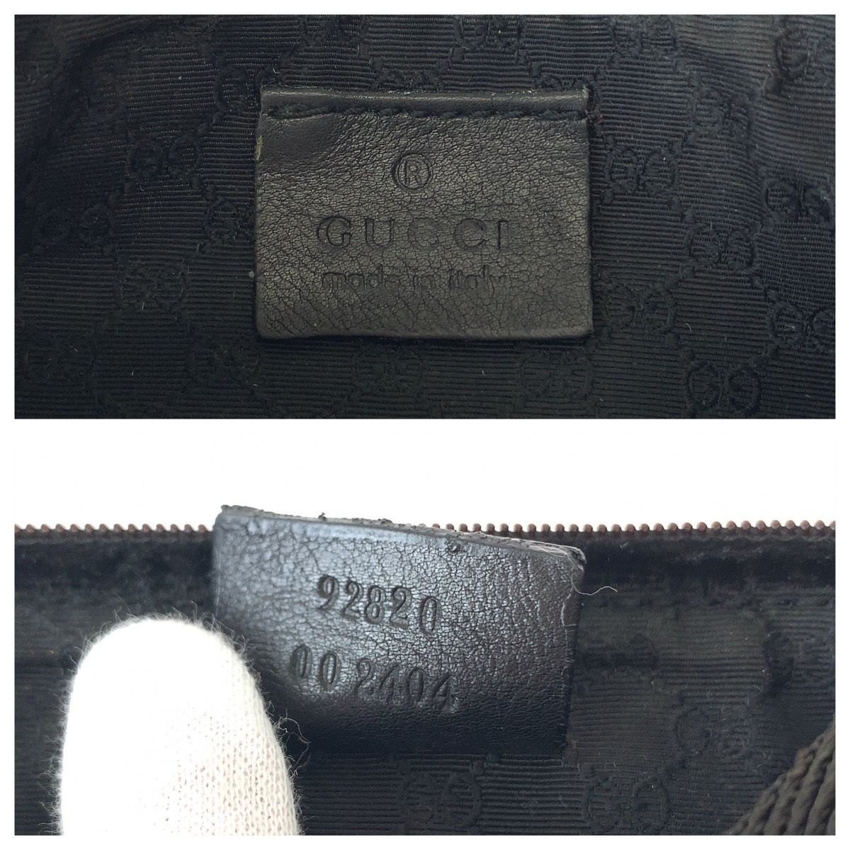 美品 GUCCI グッチ ブラック ブラウン シルバー金具 キャンバス