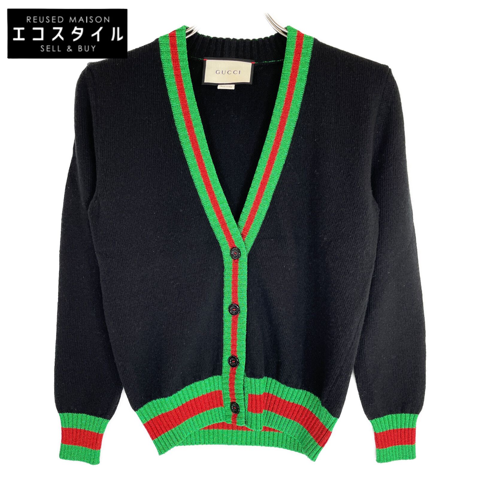 GUCCI グッチ 【美品/国内正規】448548 Vネック ウェブライン XS