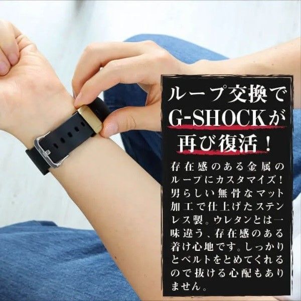 【22mm用】ORI-G-MLOOP Gショック 交換用遊革 ループ ゴールド パーツ ベルト幅22mmに適合 ORI-G-MLOOP-GDB  g-shock カスタム メタルループ 【当店オリジナル】 ネコポス