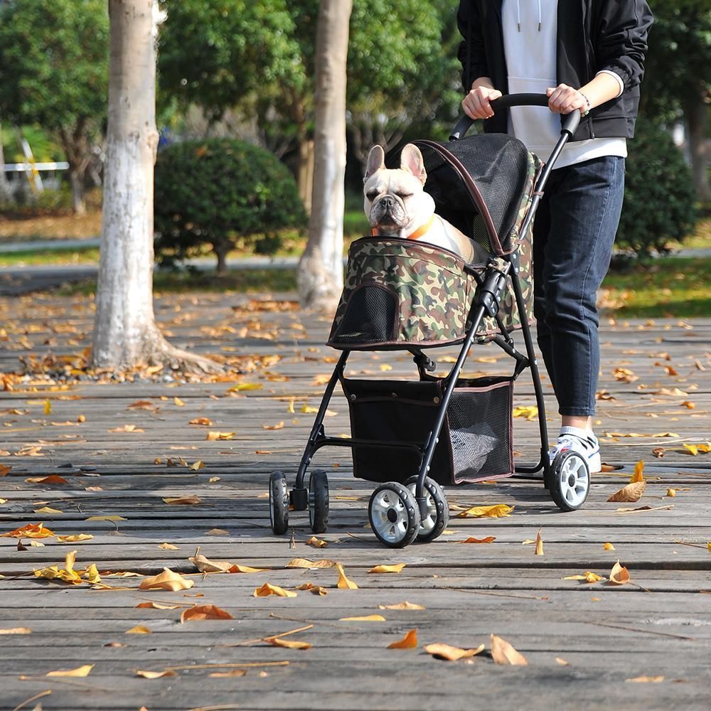 ペットカート 小型犬折りたたみ4輪ストッパー付き折畳組立簡単工具不要