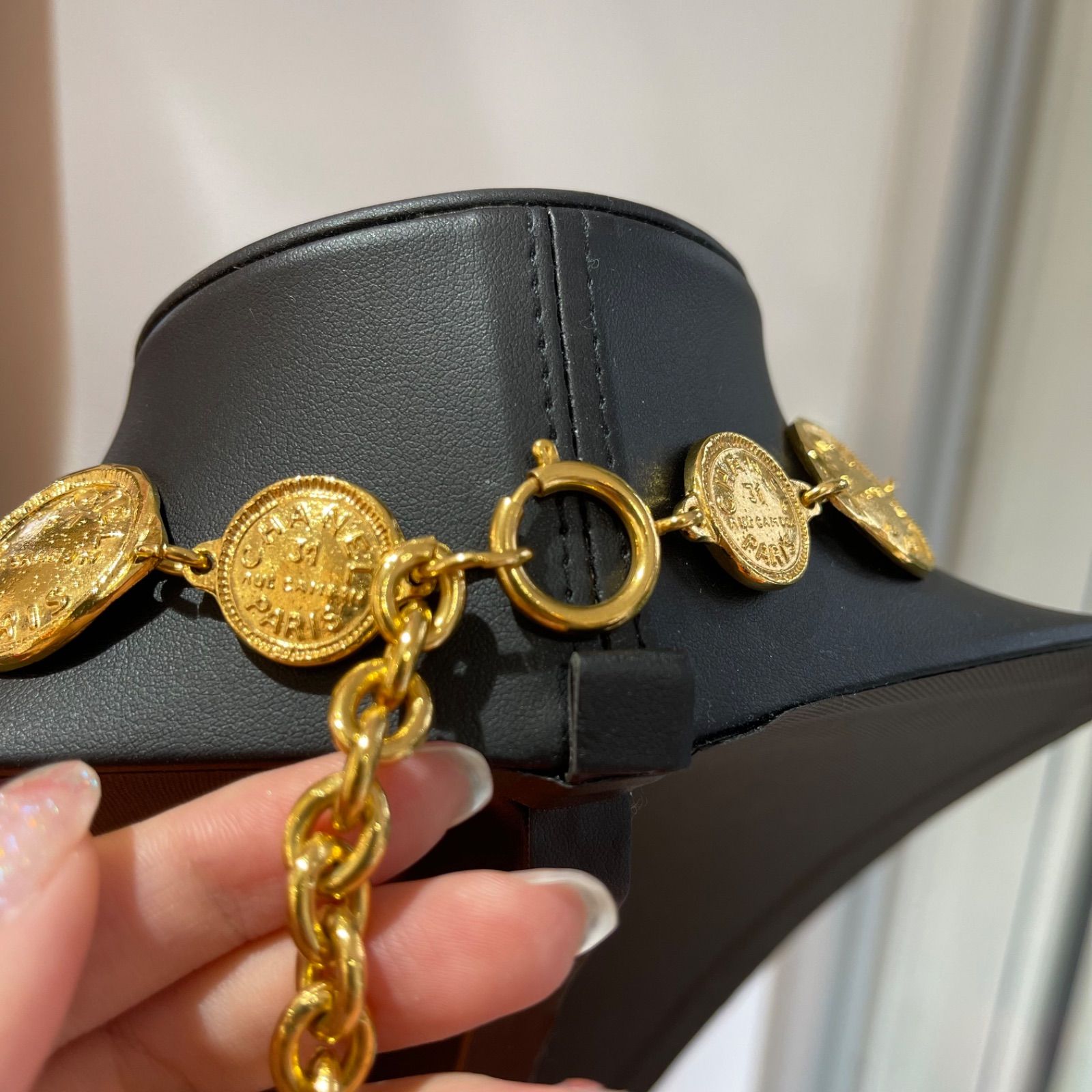 極美品】CHANEL シャネル カンボンロゴ コインモチーフ ネックレス 