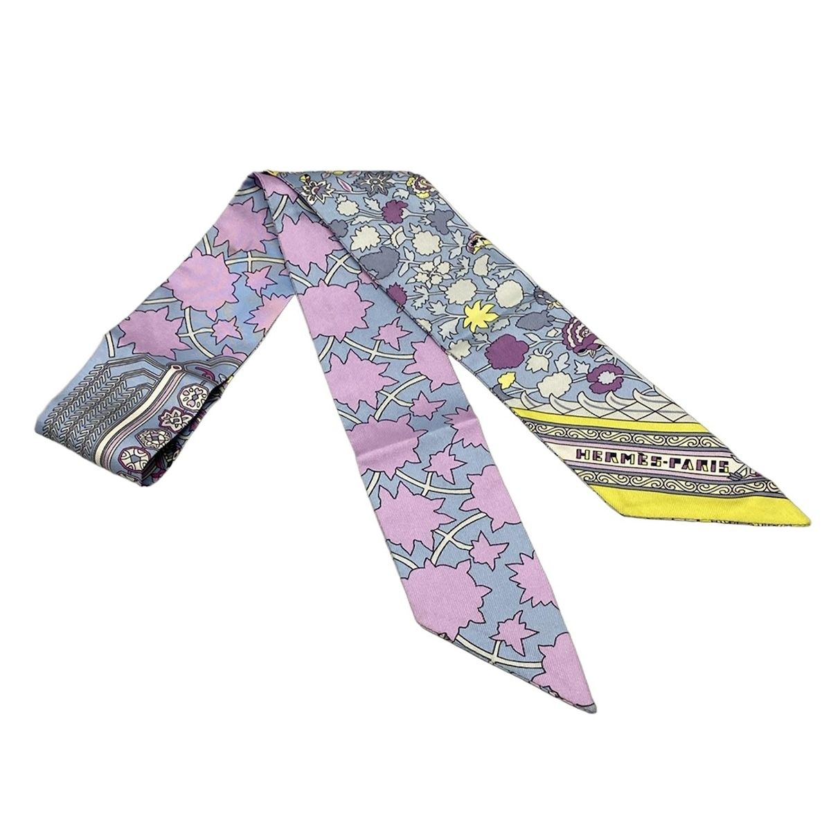 エルメス HERMES ツイリー ライトブルー×ライトパープル×マルチ TAPIS  