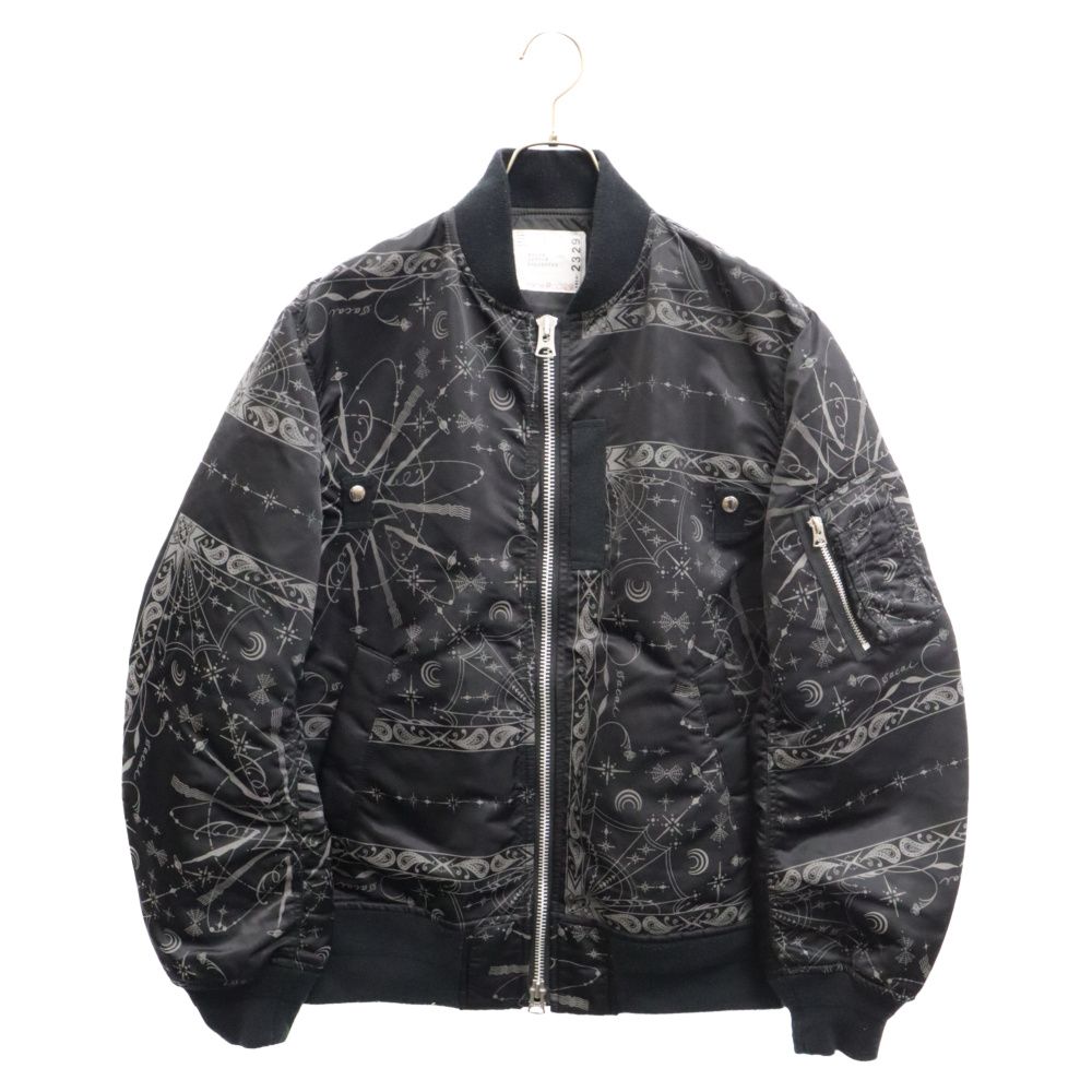 Sacai (サカイ) 20AW×Dr.Woo BANDANA PRINT MA-1 BOMBER JACKET×ドクターウー バンダナ プリント  MA-1 ボンバー ジャケット ブラック 20-02329M - メルカリ