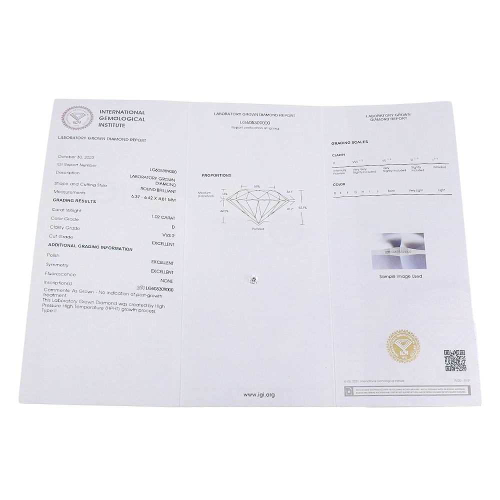 本物保証 鑑付 人工ダイヤ 1.02ct 1ct up 1カラット以上 D VVS2 エクセレントカット ルース ノーブランド No brand