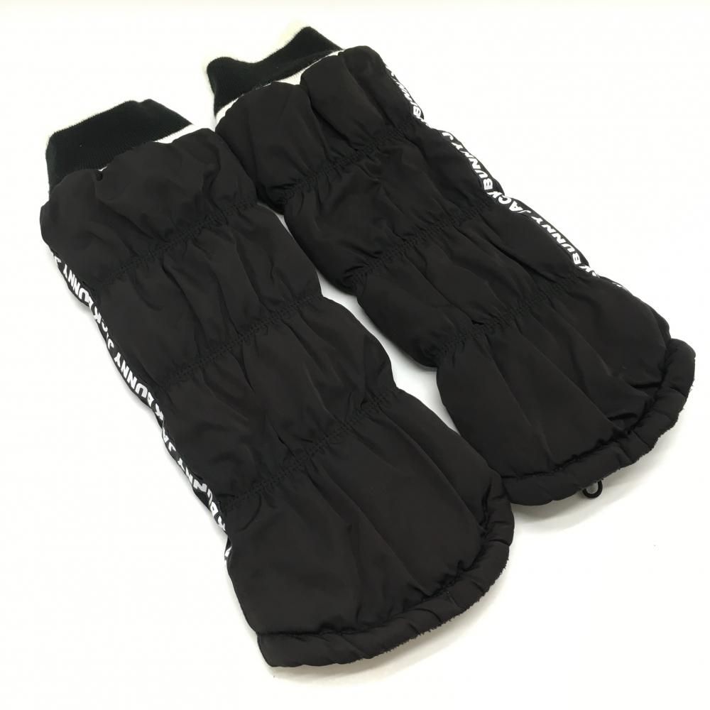 ジャックバニー レッグウォーマー 黒×白 サイドロゴテープ 裏フリース レディース FR ゴルフウェア Jack Bunny