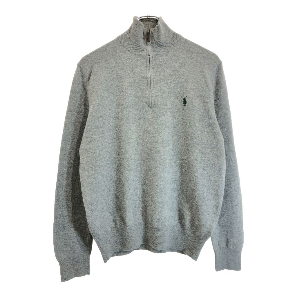 Polo by Ralph Lauren ポロ ラルフローレン ハーフジップ ウールセーター グレー(メンズ S)中古 古着 v2097