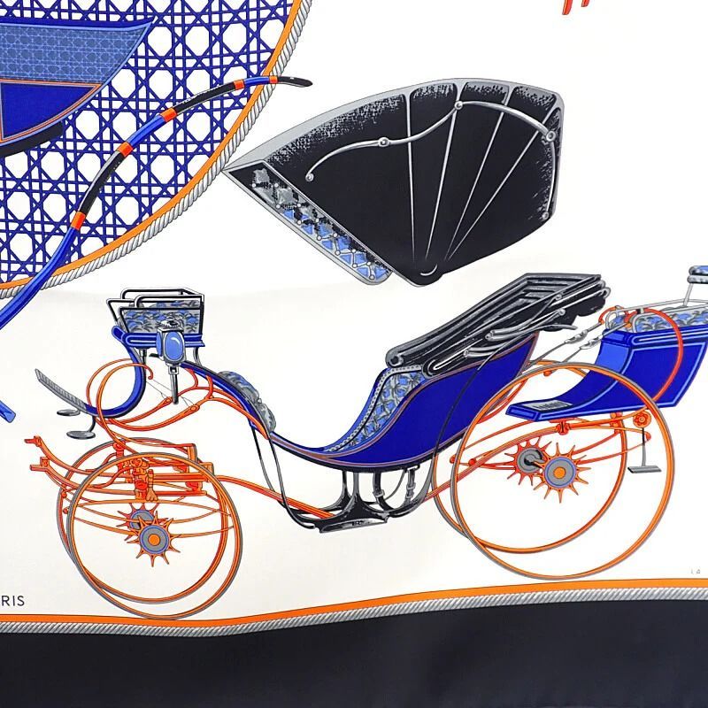 HERMES HERMES カレ90 スカーフ シルク ブラック ホワイト レディース