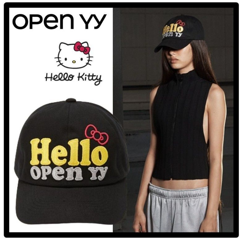 ★送料・関税込★OPEN YY★HELLO KITTY X YY HELLO BALL CAP★ 在庫あり ☆送料・関税込☆割引中! OPEN YY☆HELLO KITTY X YY