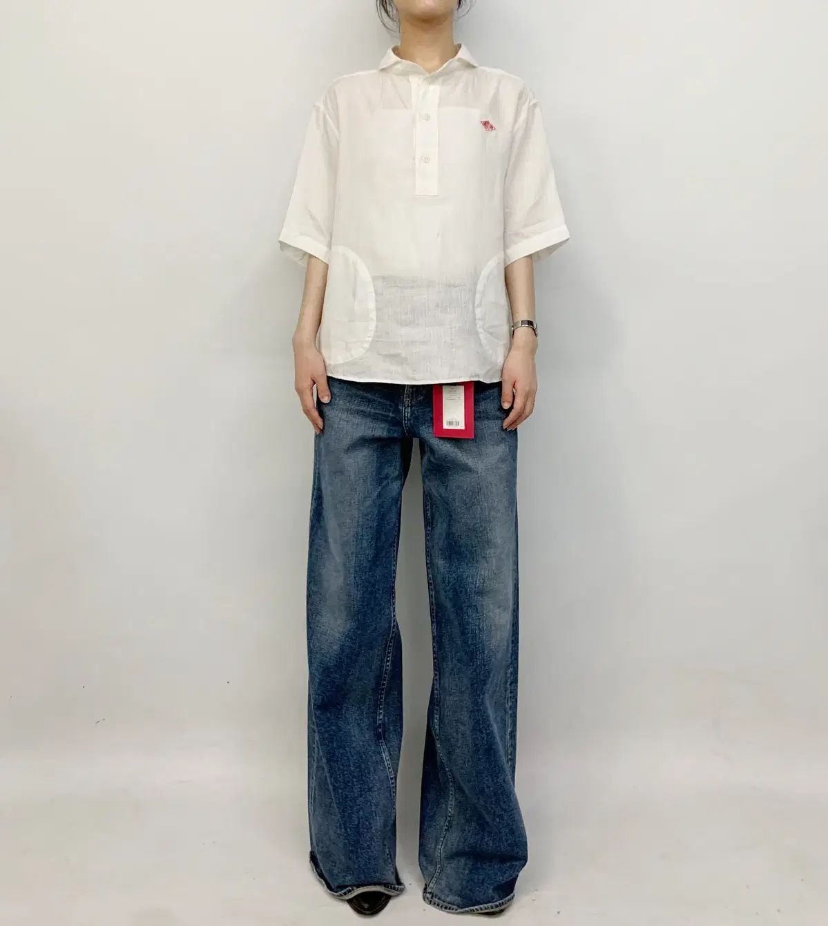 Danton ダントン ヒッコリー リネン 半袖 シャツ