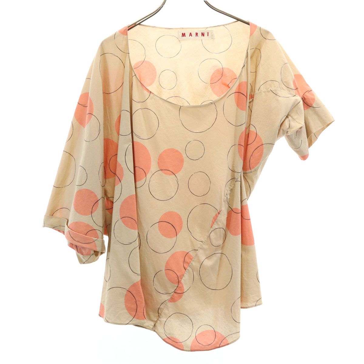 MARNI マルニ イタリア製 総柄 5分袖 変形 ブラウス 42 ベージュ プル 