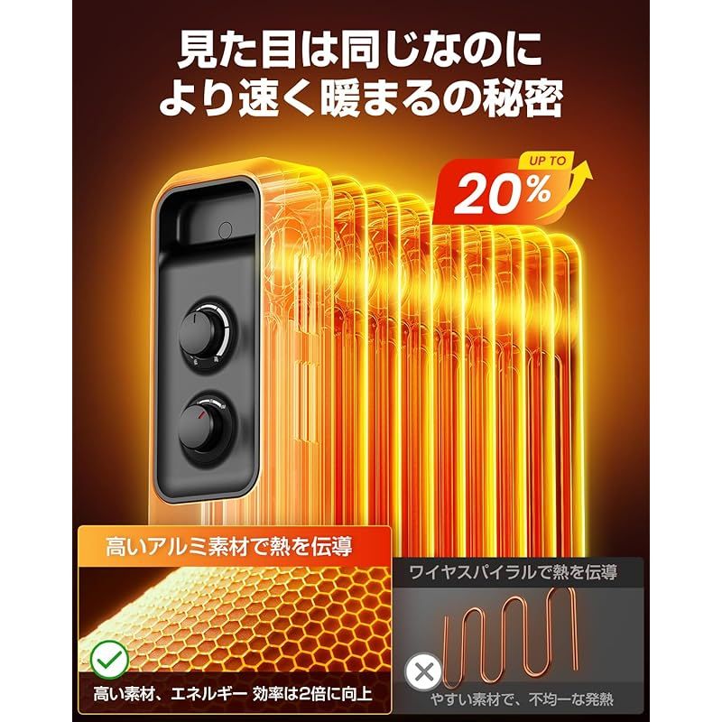 co.jp Nayuoo オイルヒーター 8畳 10畳 暖房器具 省エネ 電気代節約 ヒーター 1200W 700W 500W 出力3段階 温度調節機能 ダイヤル式 オイル ヒーター 小型 6畳 9枚フィン 静音 足元 冬対策 寝室用 1 WWW_KANDAIZUMI_COM