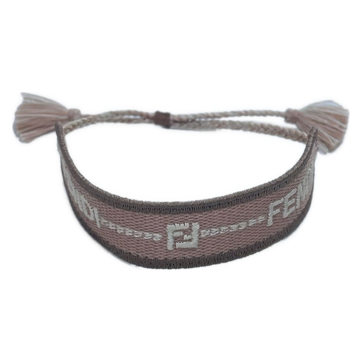FENDI フェンディ ブレスレット - コットン ライトピンク×白×グレーブラウン