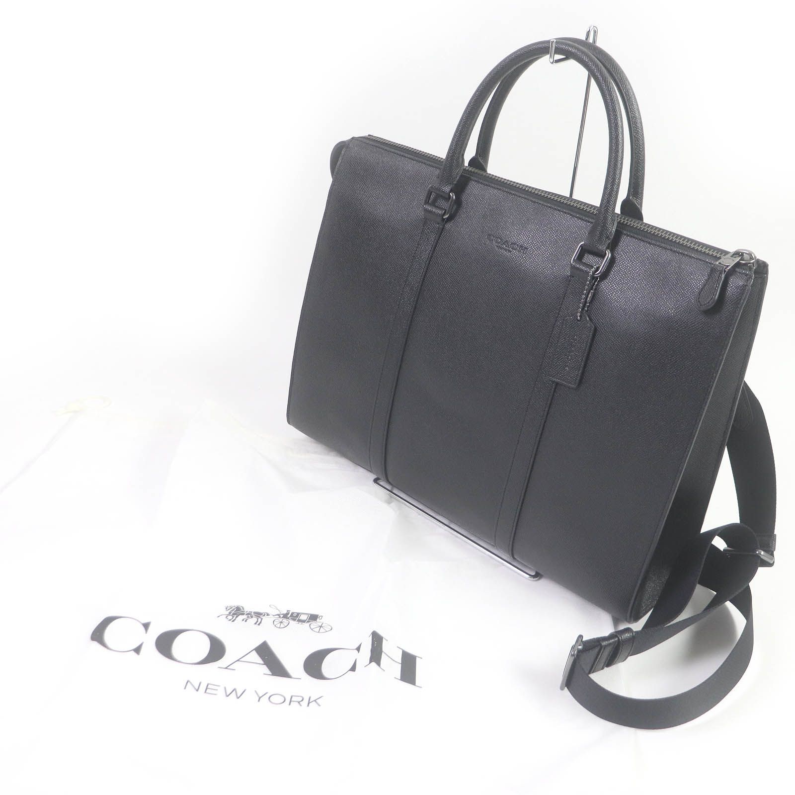 極美品□COACH コーチ CE439 グラハム ジップ クロスグレインレザー 2WAY ブリーフケース ビジネスバッグ ブラック 保存袋付き メンズ  定価99,000円 - メルカリ