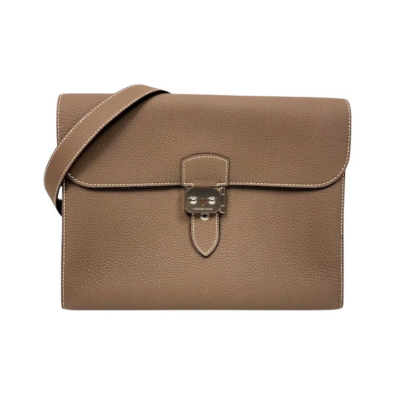 エルメス HERMES サックアデペッシュ メッセンジャー B刻 エトゥープ シルバー金具 トゴ メンズ ショルダーバッグ