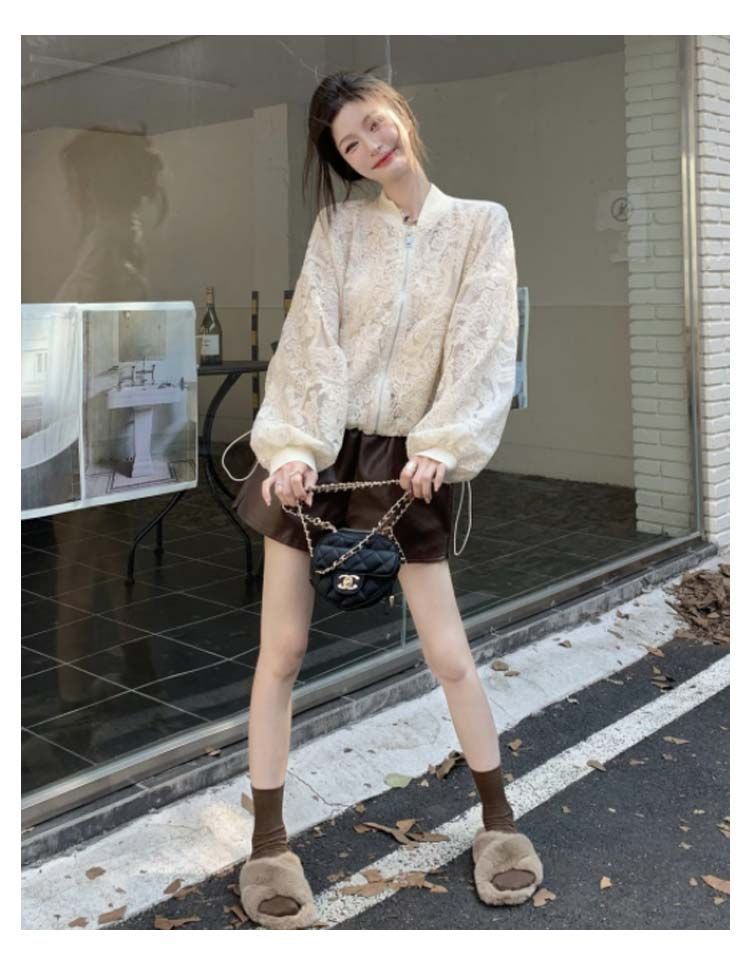 ブルゾン ジャケット 花柄レース シアー 透け感 薄手 ライト