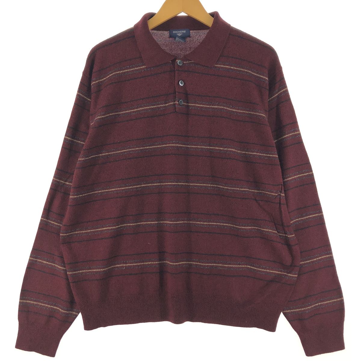 古着 ドッカーズ DOCKERS ボーダー柄 襟付き ハーフボタン アクリルニットセーター メンズL /eaa360457 【中古】/eaa360457