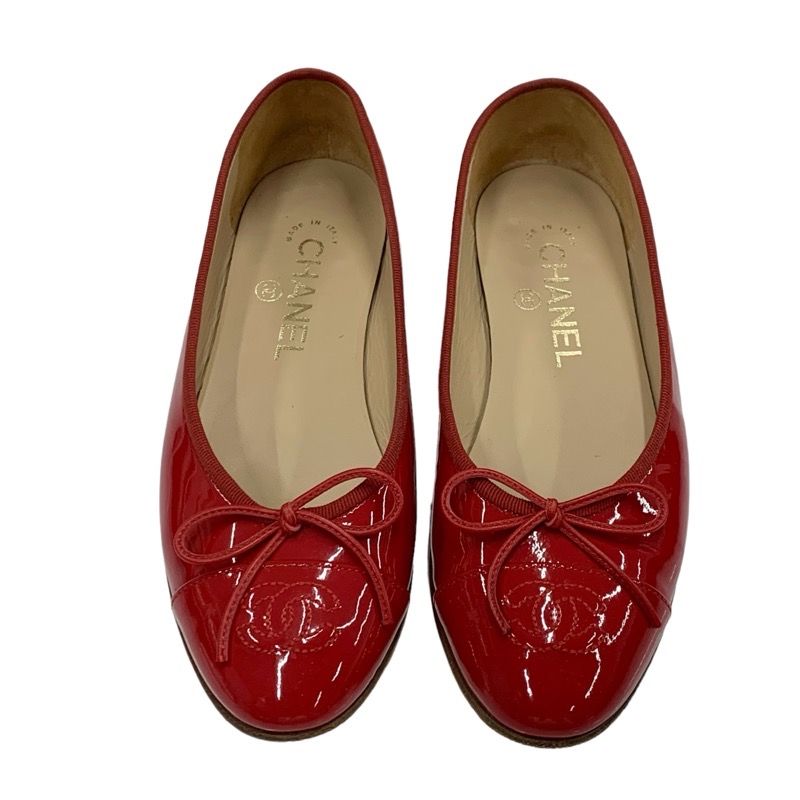シャネル CHANEL フラットシューズ 靴 シューズ パテント レッド