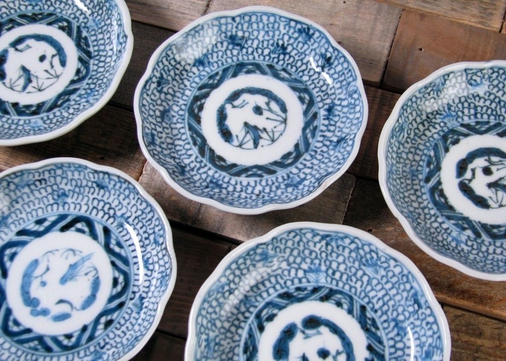 古伊万里　蛸唐草　微塵唐草　豆皿 伊万里 染付蛸唐草文豆皿 – 古美術西川