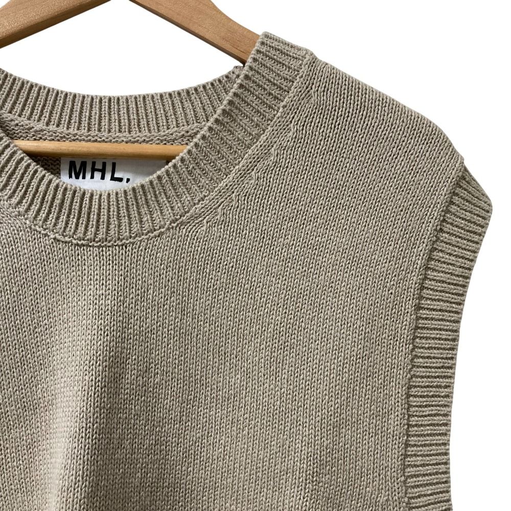 25 SS MHL. HOWELL マーガレットハウエル NATURAL YARN COTTON LINEN サイドボタンベスト サイズ2 ベージュ レディース 古着
