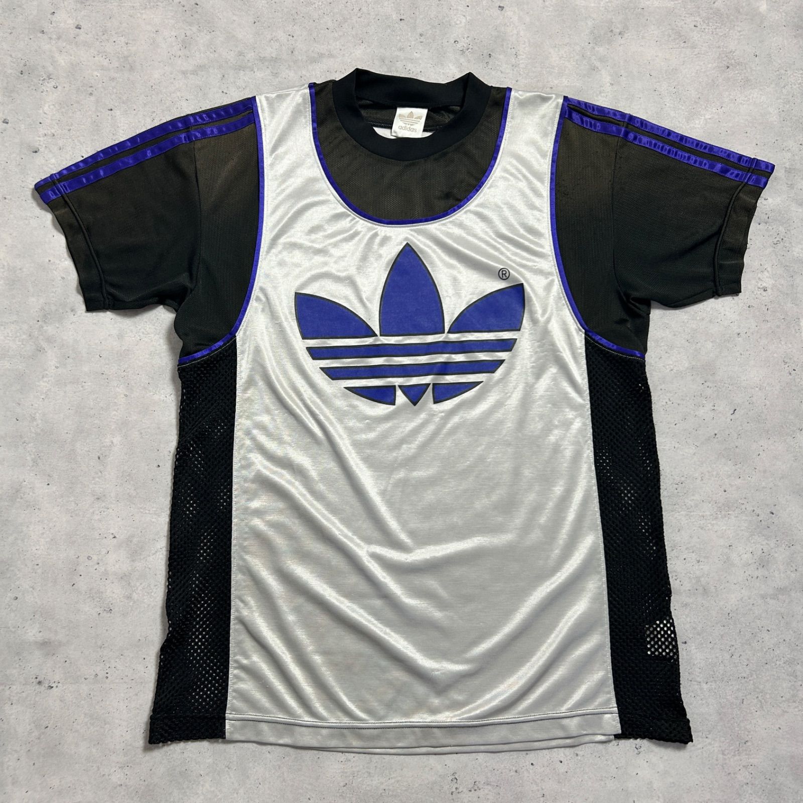 美品 90s adidas デサント製 ビンテージウエア サイズＯ 希少】adidas デサント製 ジャージ ハーフジップ ジャケット XO