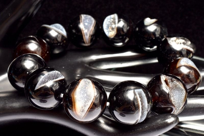 【限定製作】 1点物】大珠◇笑口ジオード 19.5-20mm サードオニキス アクセサリー