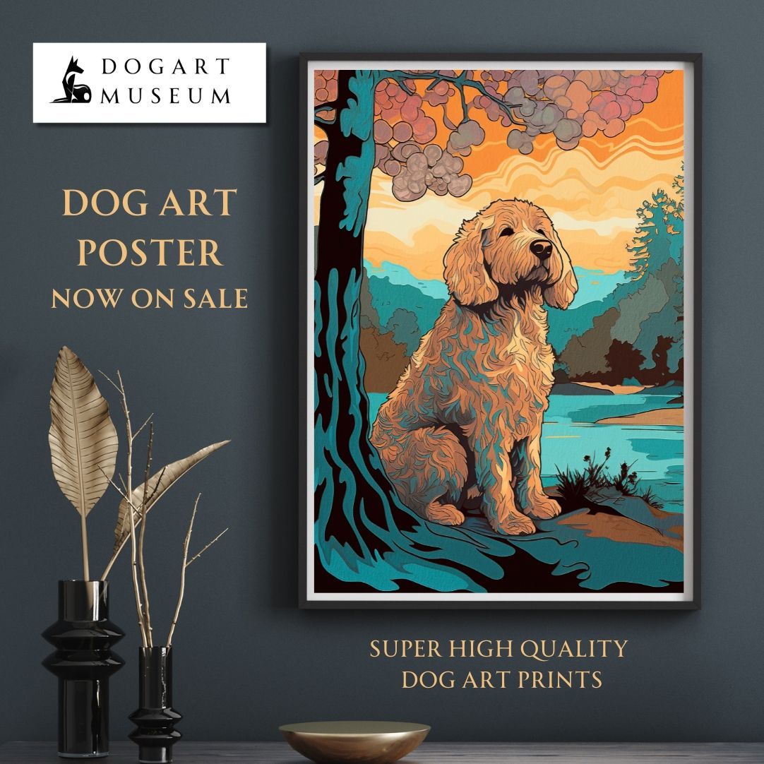 【ワンダフルライフ - ゴールデンドゥードル犬 No.4】アートポスター 犬の絵 犬の絵画 犬のイラスト