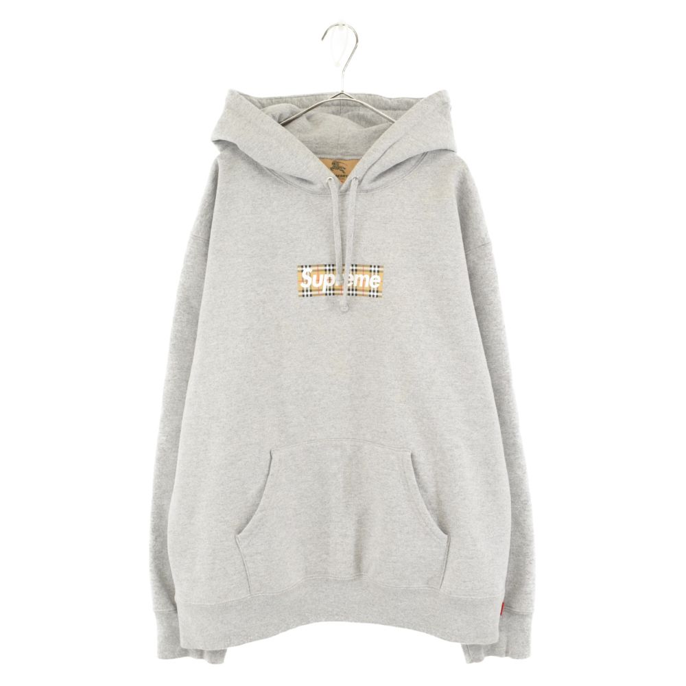 SUPREME (シュプリーム) ×Burberry 22SS Box Logo Hooded Sweatshirt バーバリー  ボックスロゴフーデッドスウェットシャツ パーカー グレー