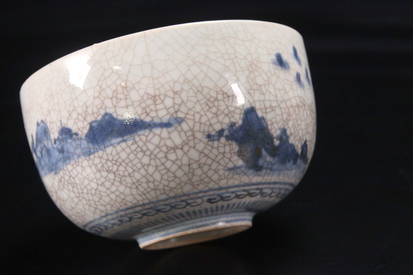 中国美術 染付 六方 楼閣山水舟図 香合 蓋物 時代物(A495) 中国美術 染付 六方 楼閣山水舟図 香合 蓋物 時代物(A495) 美術