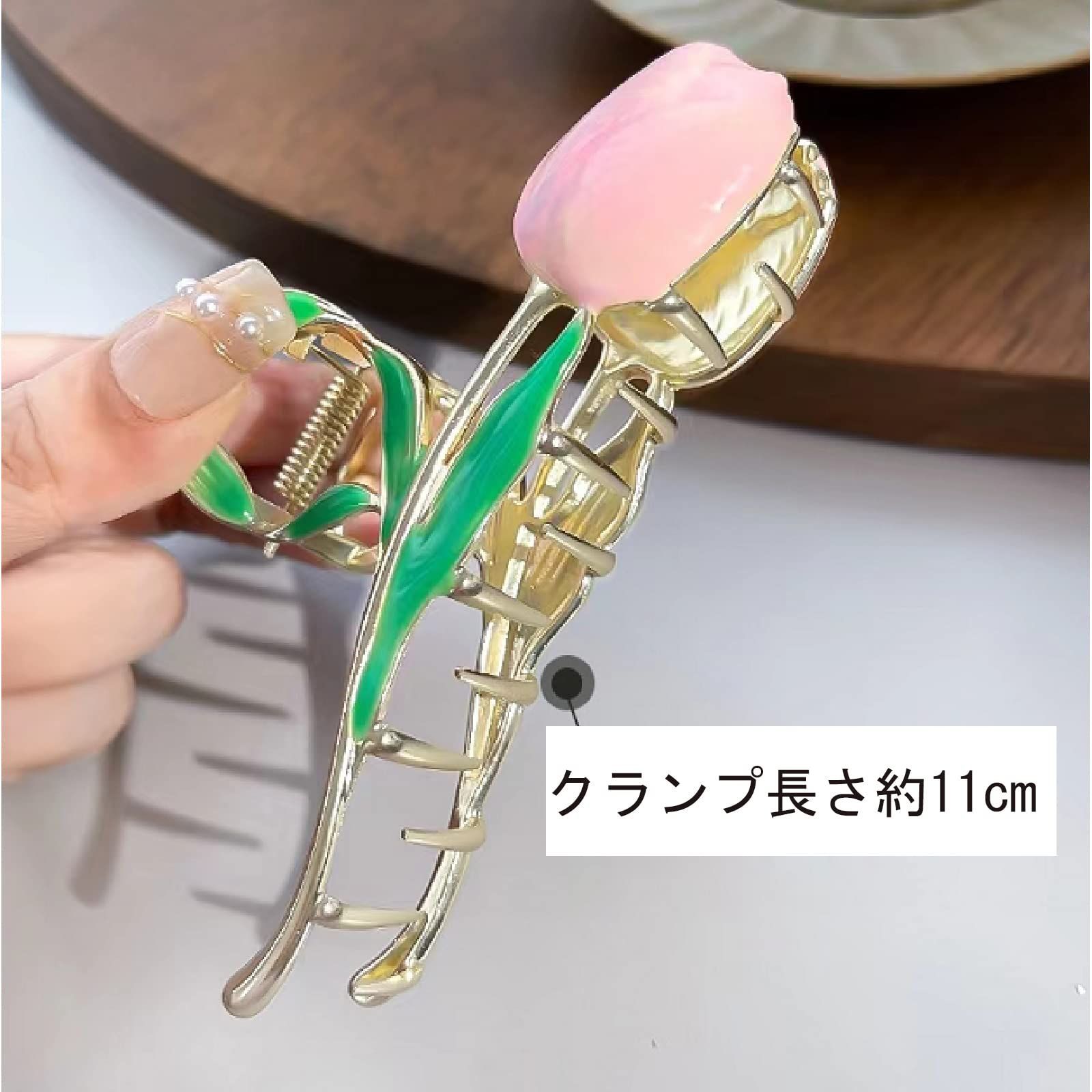  髪留め ヘア 髪飾り シンプル クリップ 大きめ オフィス 韓国風 ヘアクリップ おしゃれ バンスクリップ 贈り物 レディース用 HAPVITAL ピンクのチューリップ クリップ クリップ 輪ゴム