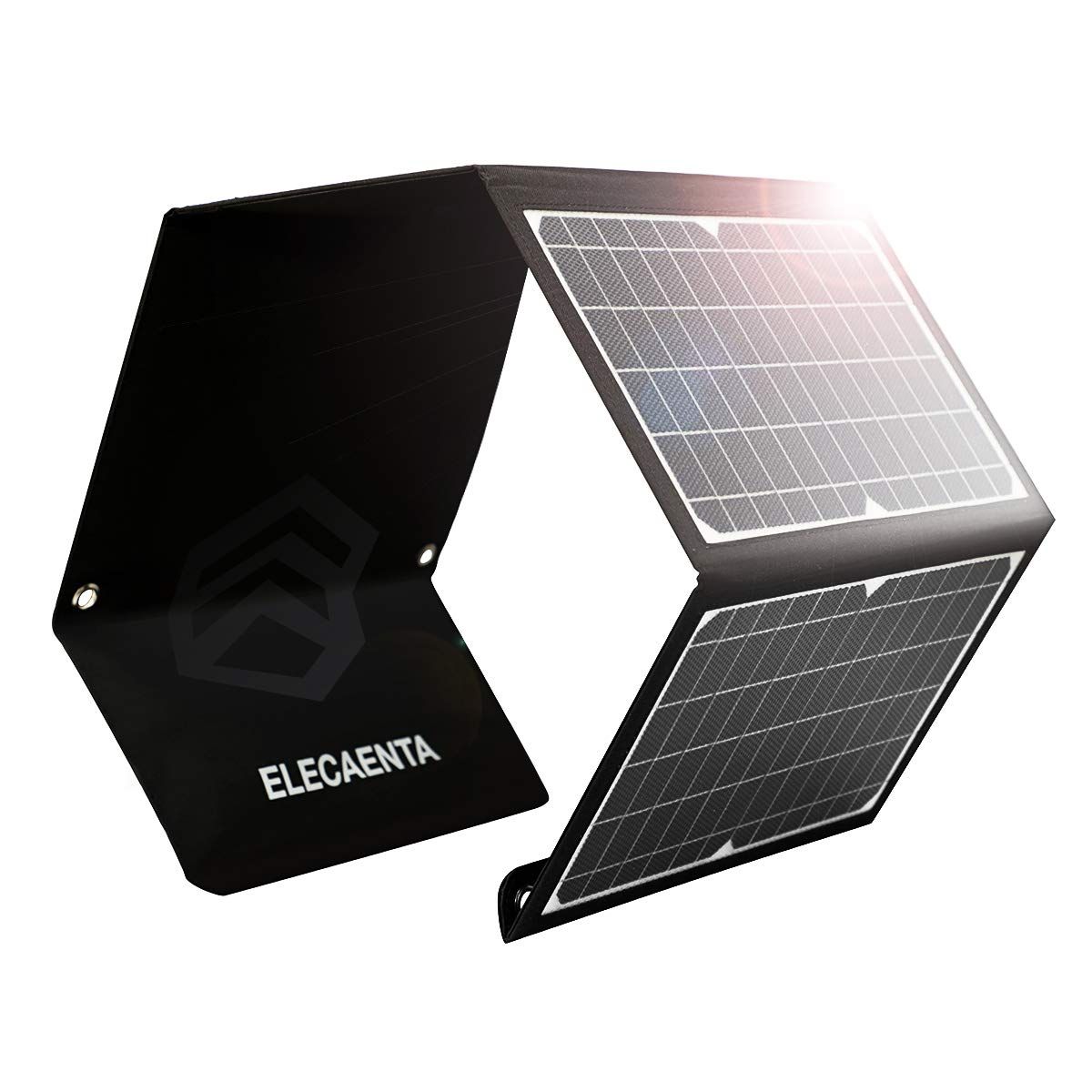 ELECAENTA 30Ｗ ソーラーパネル 3USBポート PD18Ｗ|QC3.0急速充電 逆流防止 薄型超軽量 ETFE材質 折りたたみ式 ソーラー充電器 スマホ充電器 防水 防災|アウトドア iPhone|Android対応 LSFC-30
