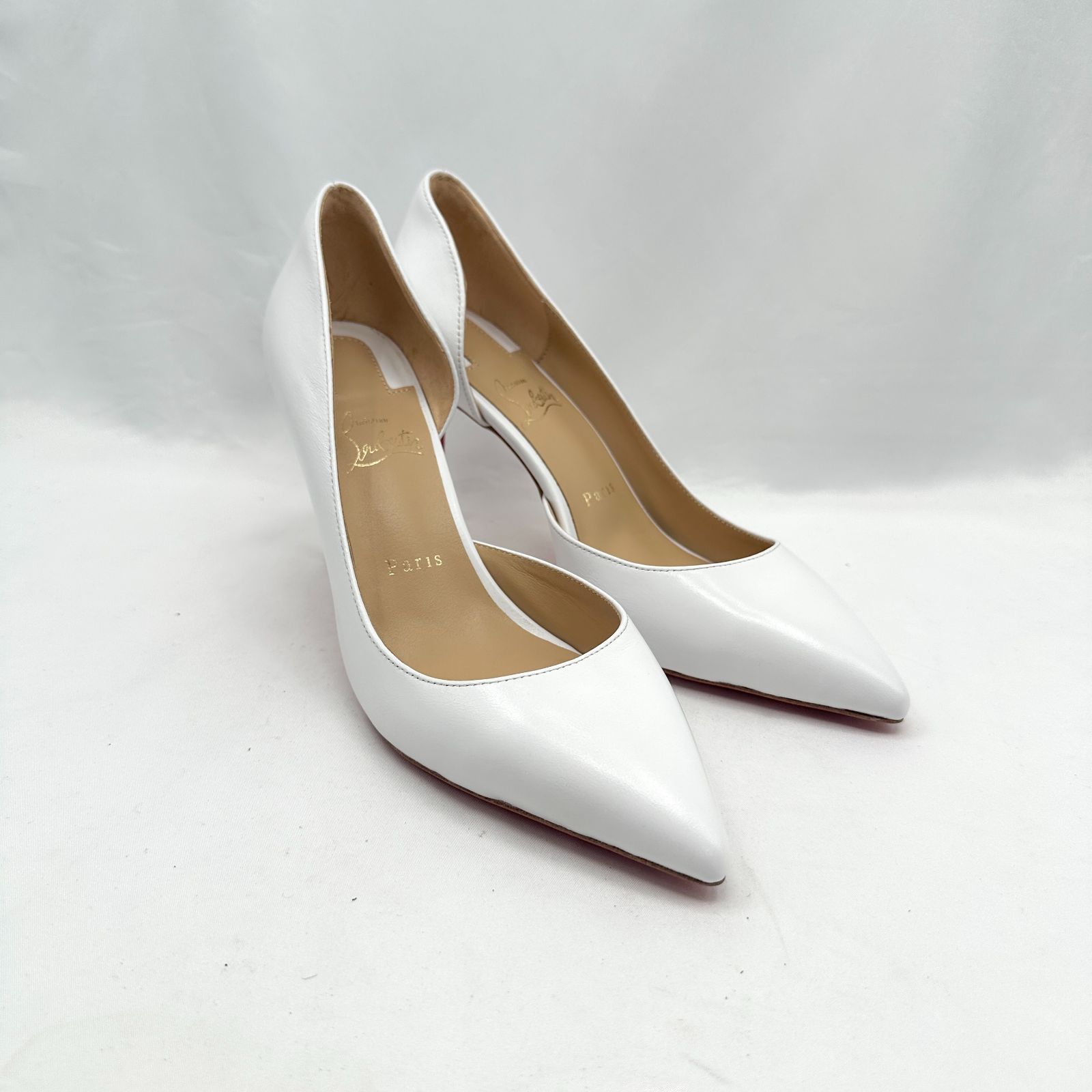 未使用 クリスチャンルブタン レザー パンプス ホワイト ハイヒール