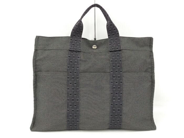 HERMES エールライン トート MM ハンドバック キャンバス グレー