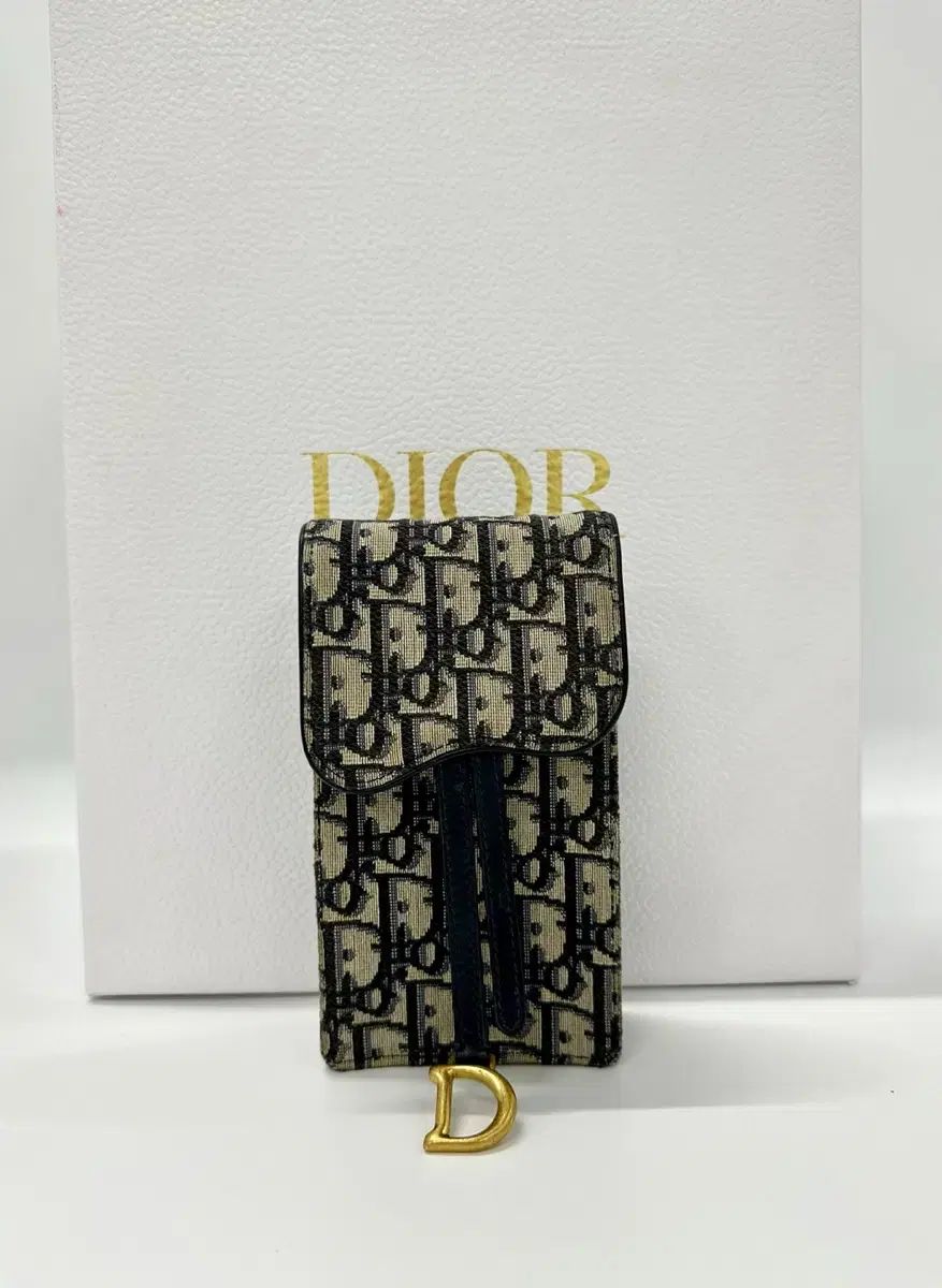 OS Dior ディオール オブリーク ジャカード チェーン ストラップ バーティカル 携帯 ホルダー