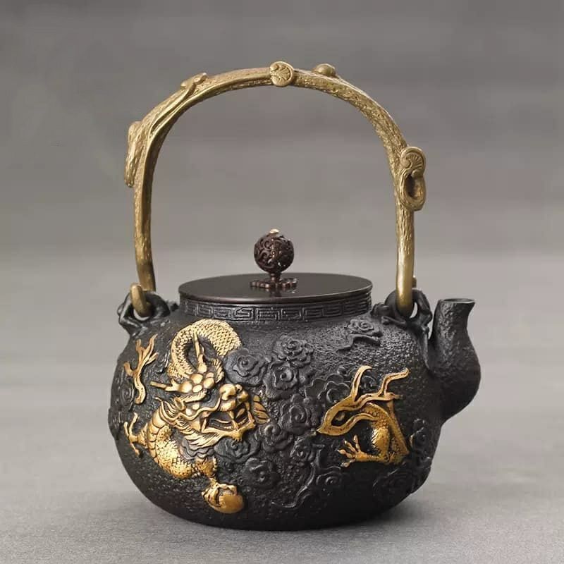 【1.3L】鉄急須 雲龍 伝統模様 南部鉄器 鉄急須 鉄瓶 鉄器 IH 直火 対応 鉄やかん 鉄分補給 蓄熱性に優 大人気