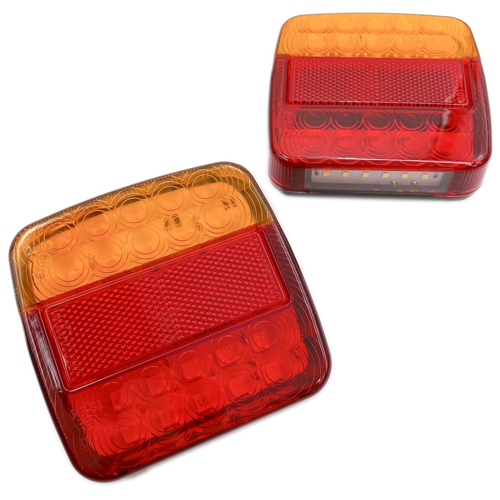 新品 Meliore テールランプ DC12V LED リフレクター 付き ダウンライト 内蔵 ボートトレーラー 牽引 トラック フォークリフト ミニカー 防水 防塵 汎用 品 四角 2個 セット レッド